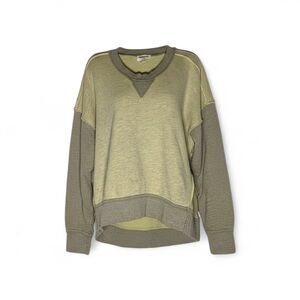 Free People Movement Start Up Pullover Sweatshirt Sz S Oversized Yellow Gray